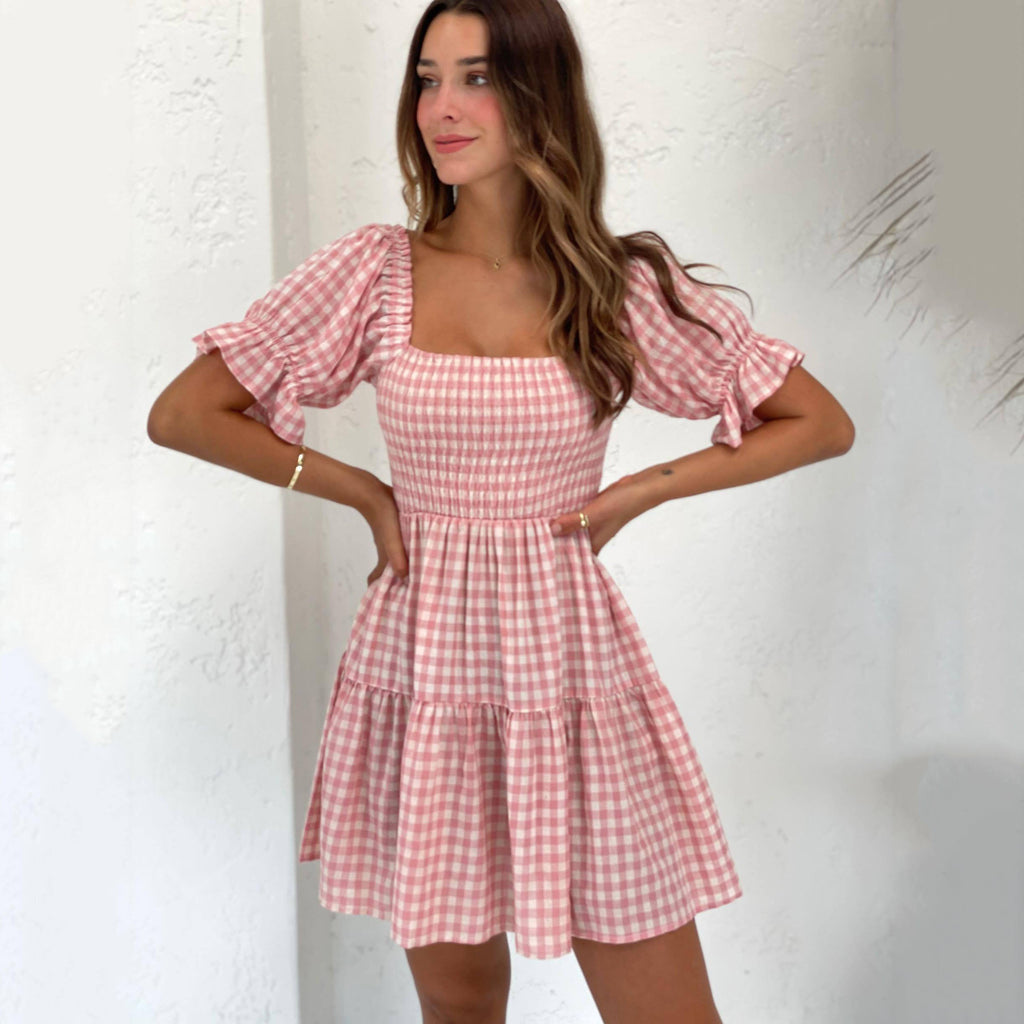 Plaid Pleated Corset Dress
