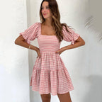 Plaid Pleated Corset Dress