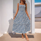 Women's Ruffle-Trim Floral Square-Neck Maxi Dress