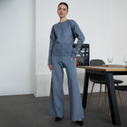 Knit Cardigan & Bootcut Pants Set