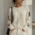 Women's Bow Jacquard Knit Cardigan