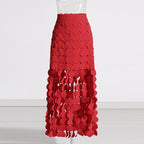 Early Stitching Wafer Tassel High Waist Skirt