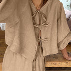 Retro Puff-Sleeve Tea Dress Set