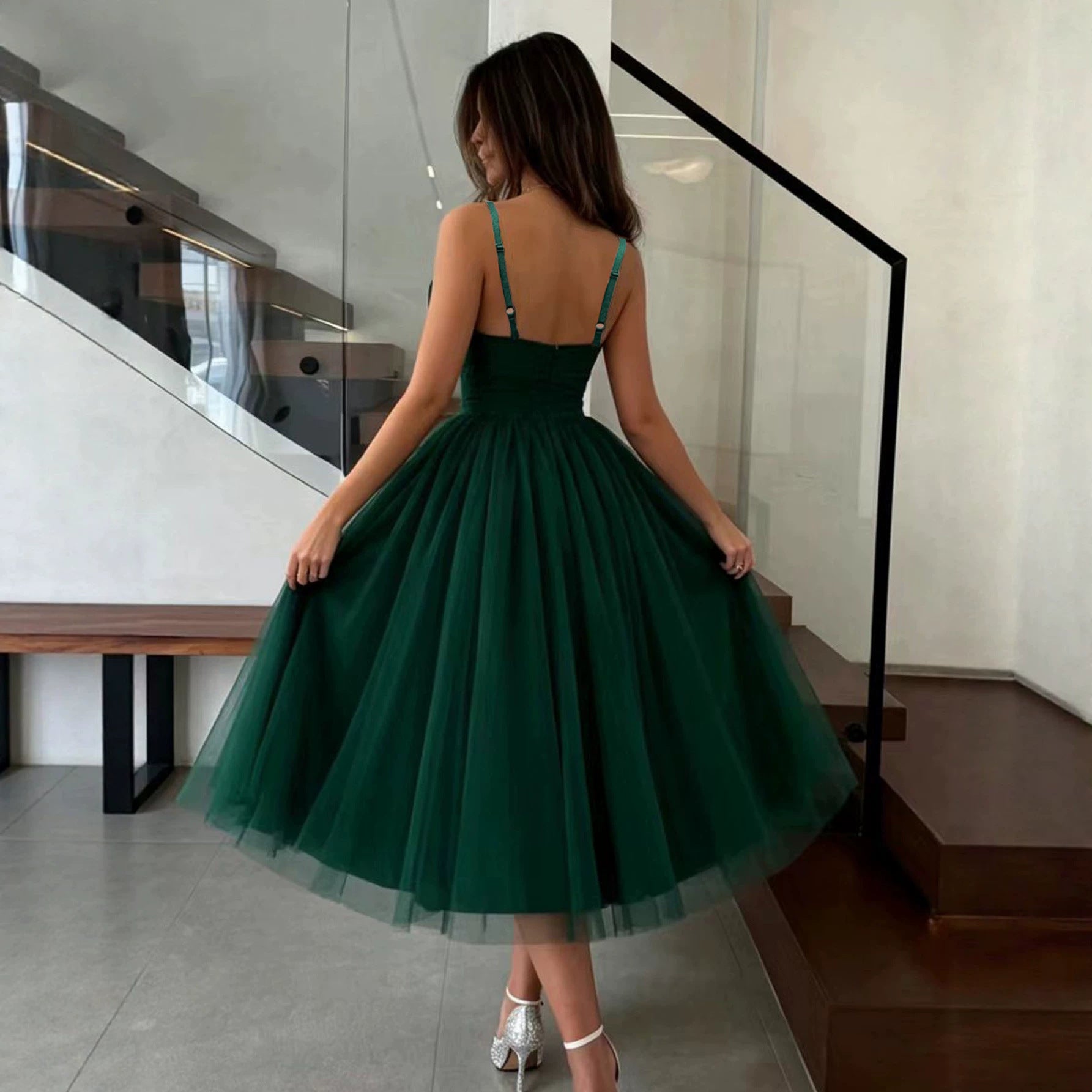 Women's Spaghetti Strap Cocktail Bridesmaid Dress