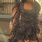Women's Floral Square-Neck A-Line Dress