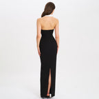 Women's Collared Dress Backless Slit Slimming Dress