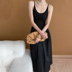 Black Spaghetti-Strap A-Line Maxi Dress
