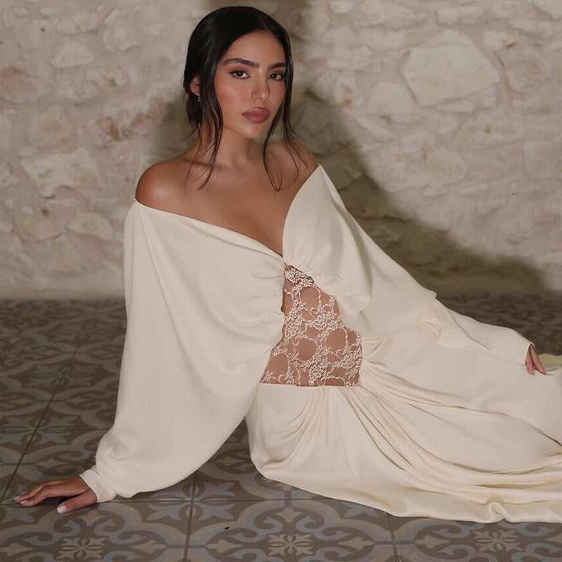 Women's Lace Off-Shoulder Long Sleeve Dress