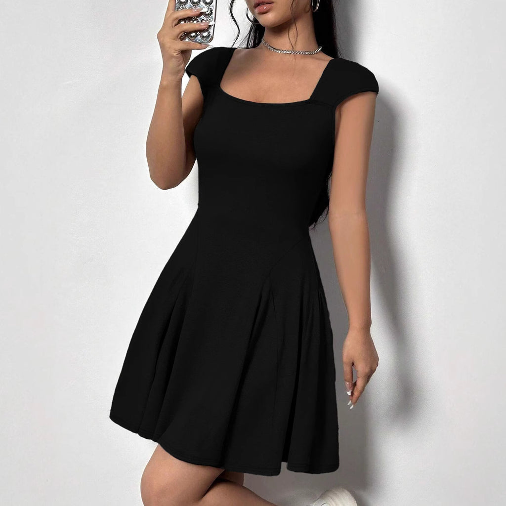Women's Square-Neck Backless Ruched Mini Dress