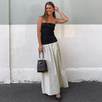 Women's Pleated Strapless A Line Dress