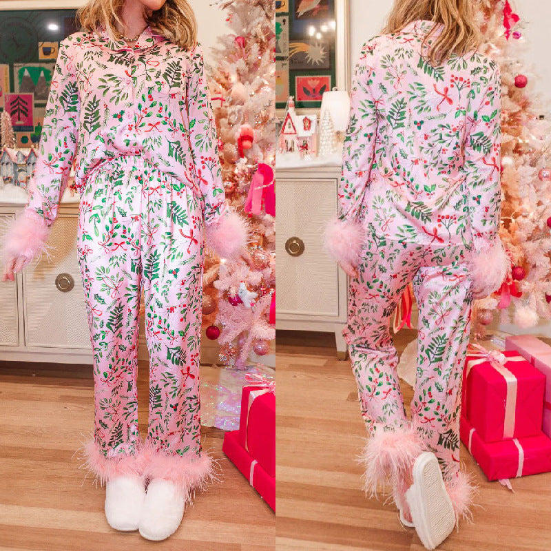 Satin Printed Pajamas Lingerie