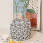 Women's Gold & Silver Woven Bucket Beach Bag