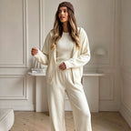 Autumn Winter Loose Knitting Women Hooded Zip Cardigan