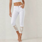 Lace-Detail Cropped Jeans