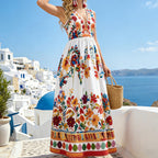 Women's Spring Women Printed Sleeveless Vacation Casual Swing Dress