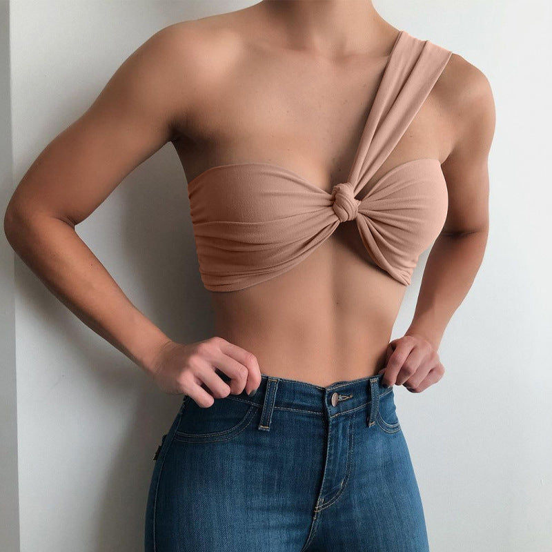 Criss Cross Women Clothing Nightclub Sexy Cropped Halter Bottoming Tube Women Vest