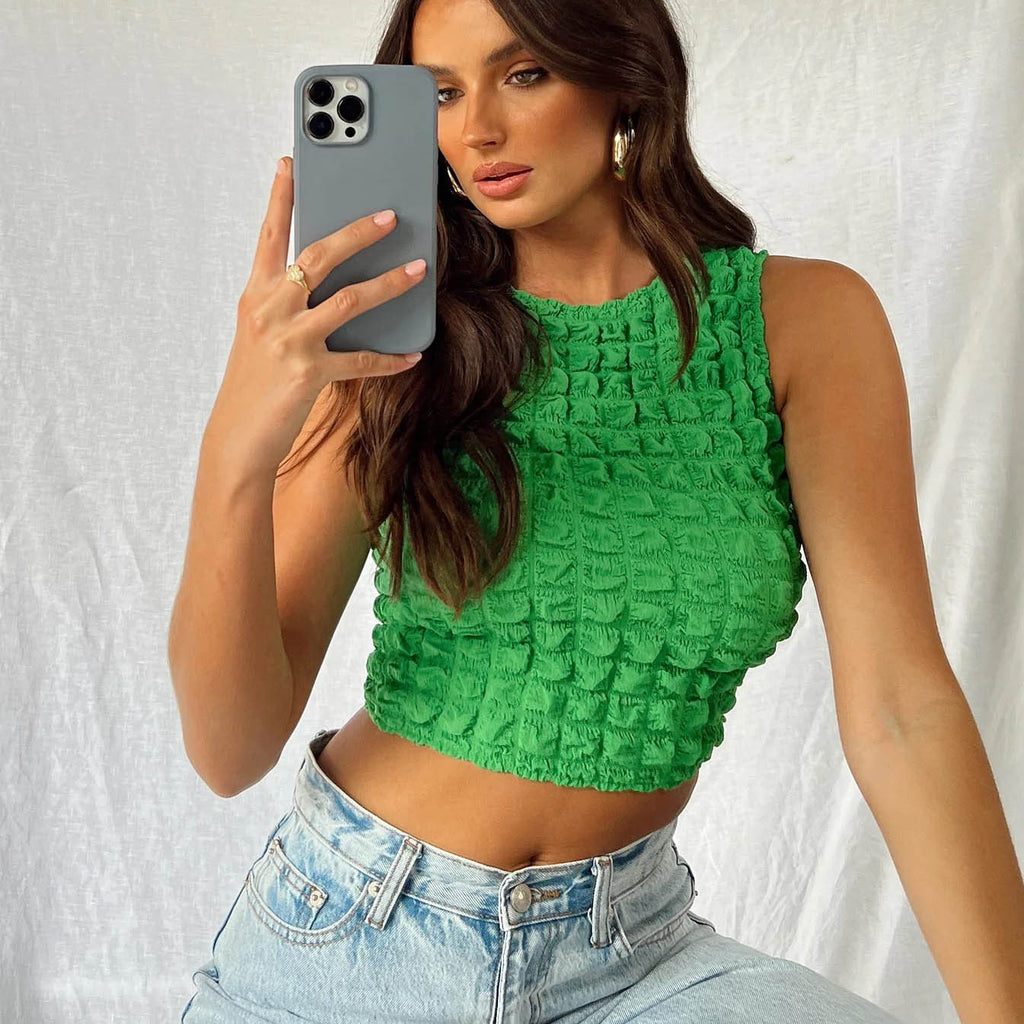 's Small Vest Street Crew Neck Sleeveless Short Cropped Top