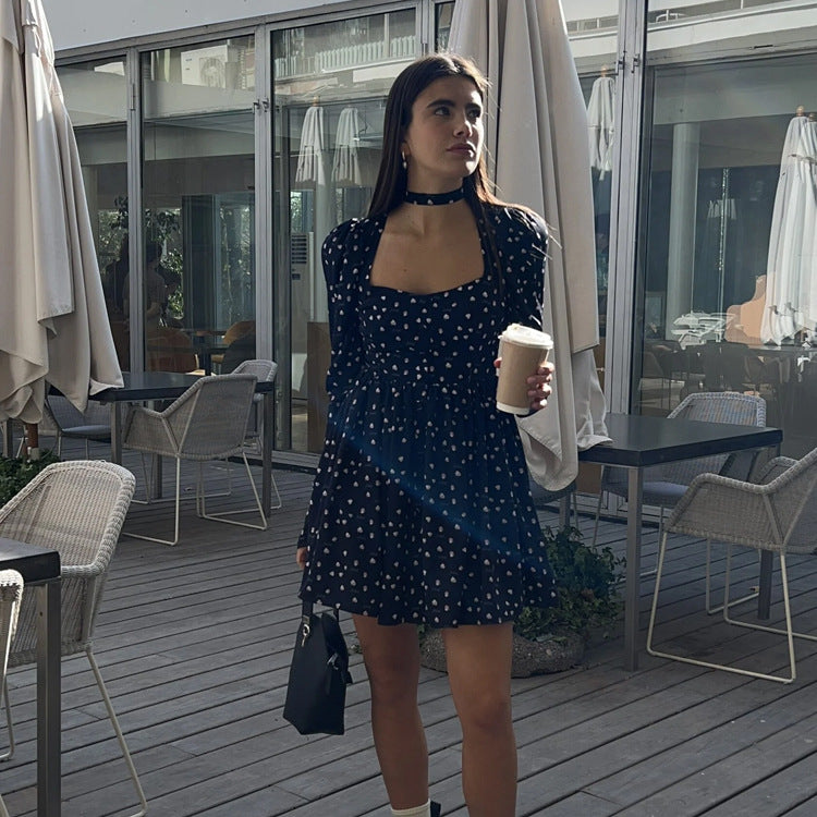 Tea Break Dress Collar Square Collar Long