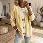 Women's Knit V-Neck Long-Sleeve Coat