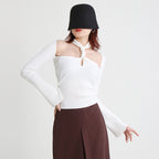 Women's Cutout Halter Neck Ribbed Sweater