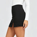Slit Skirt High Waist Elastic A Line Skirt