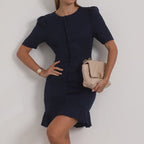 round Neck Single Breasted Short Sleeve Cardigan