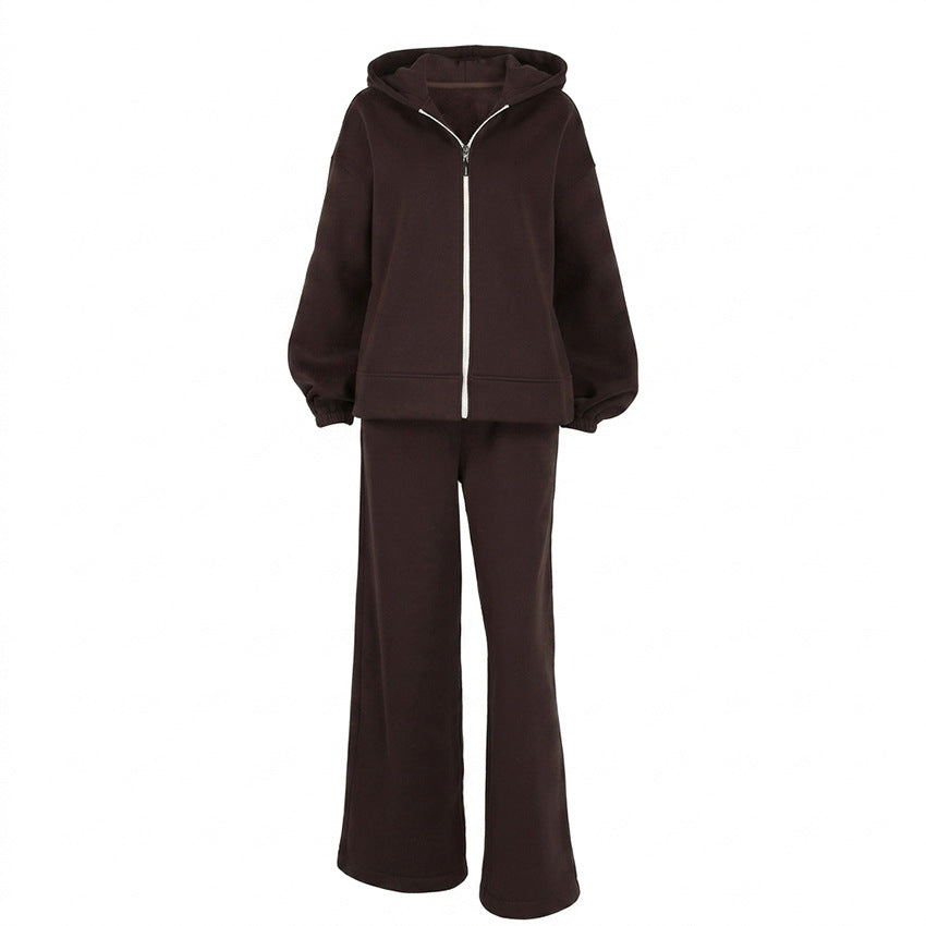 Women's Hooded Zip-Up Cardigan and Sweatpants Set