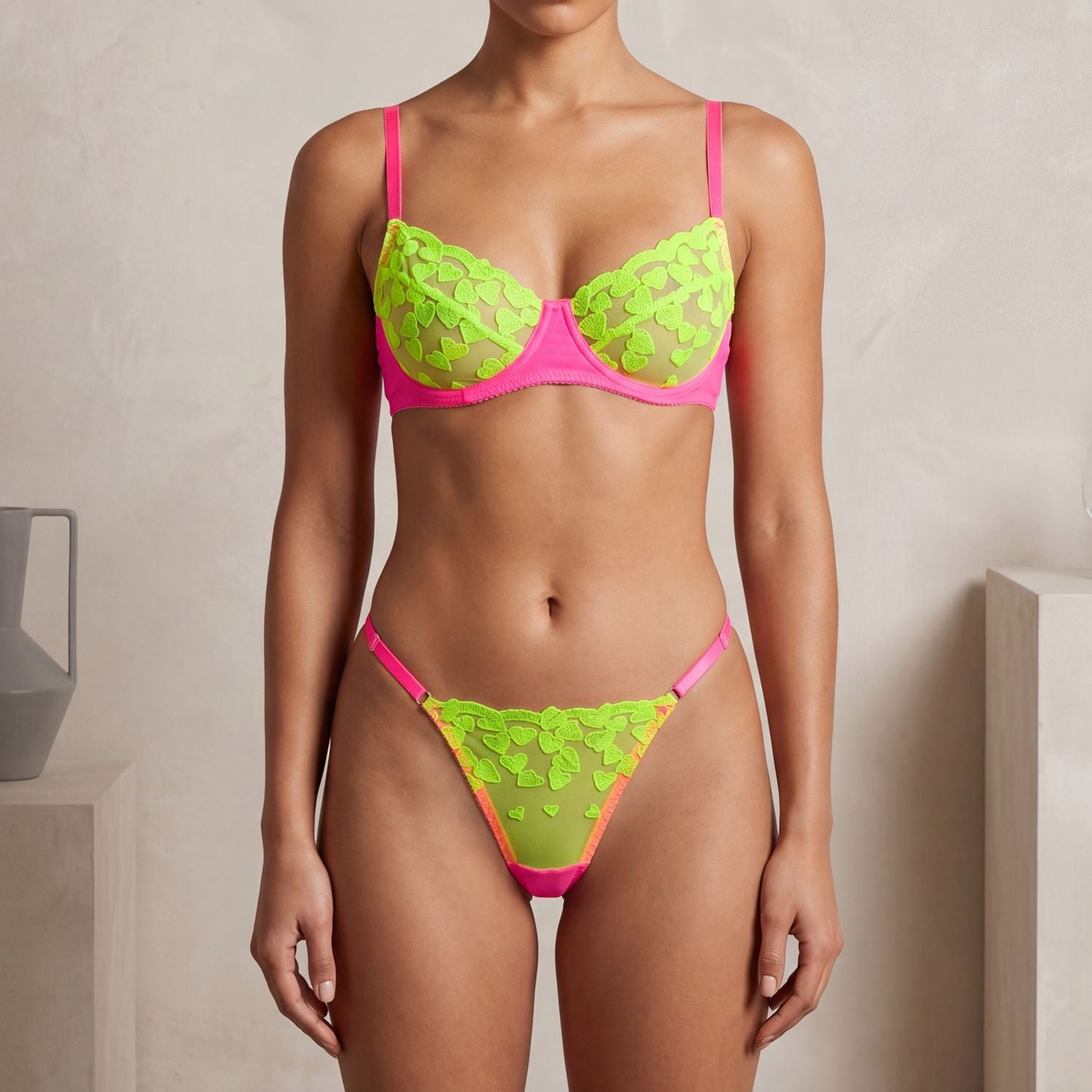 French Heart-Shaped Bra Set Lingerie