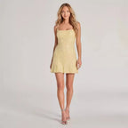 Dress Women Summer Elegant Sequ Sling Backless Short Evening Dress