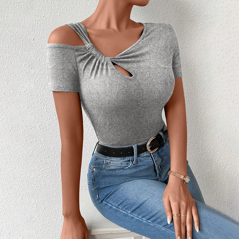 Women's Asymmetric Diagonal Collar Crop Top