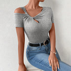 Women's Asymmetric Diagonal Collar Crop Top