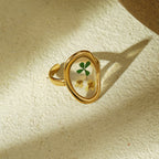 Four Leaf Clover Open Ring