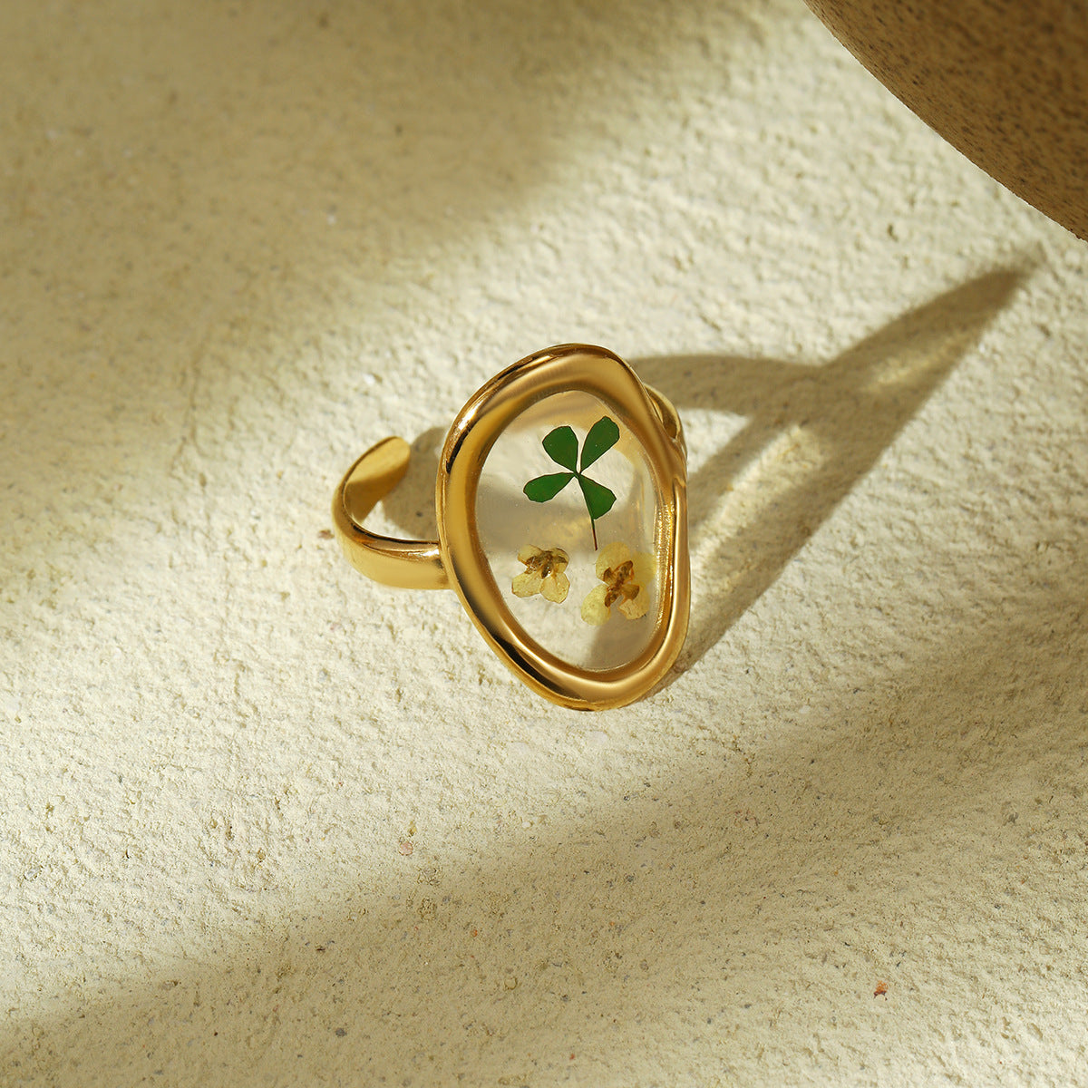 Four Leaf Clover Open Ring