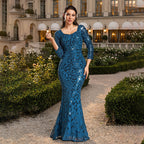 Women's Sequin Round Neck Shirt with Half Sleeve Back Zip Lined Dress