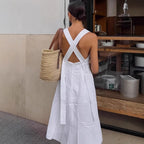 Women's Black Halter Backless A-Line Maxi Dress