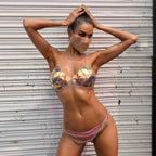Women’s Metallic Chain Halter Festival Crop Top