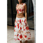 Women's Floral Bikini Set with Mesh Skirt