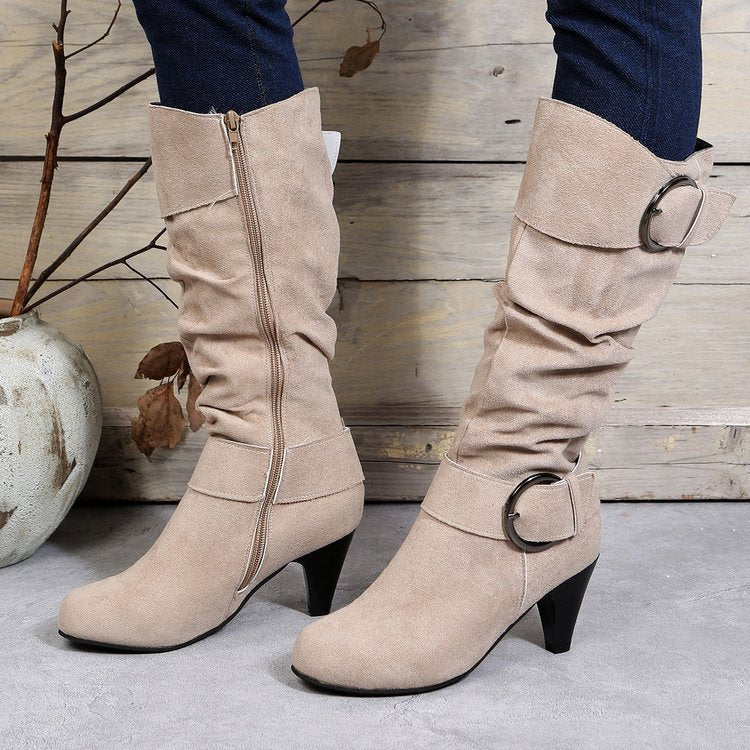 Women's Boots Below The Knee Buskin Suede High Heel 40 Size