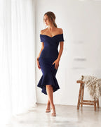 Autumn Women's Slim Fit Hip Office Solid Color Midi Dress Mid-Waist Pencil