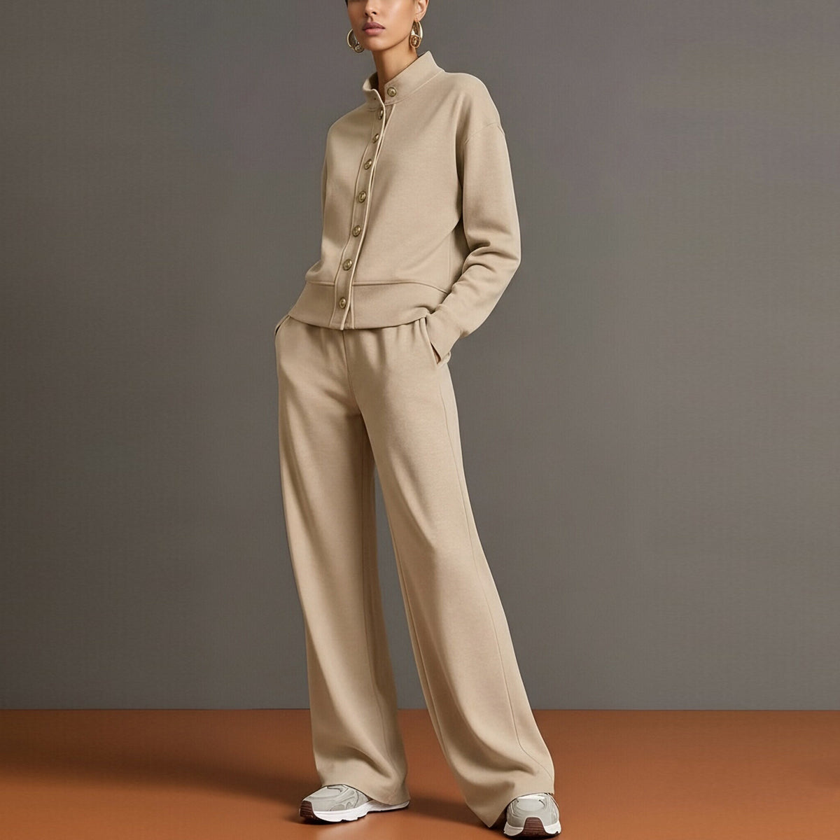 Women's Casual Autumn Delivery Simple Sweater Wide Leg Pants Two Piece