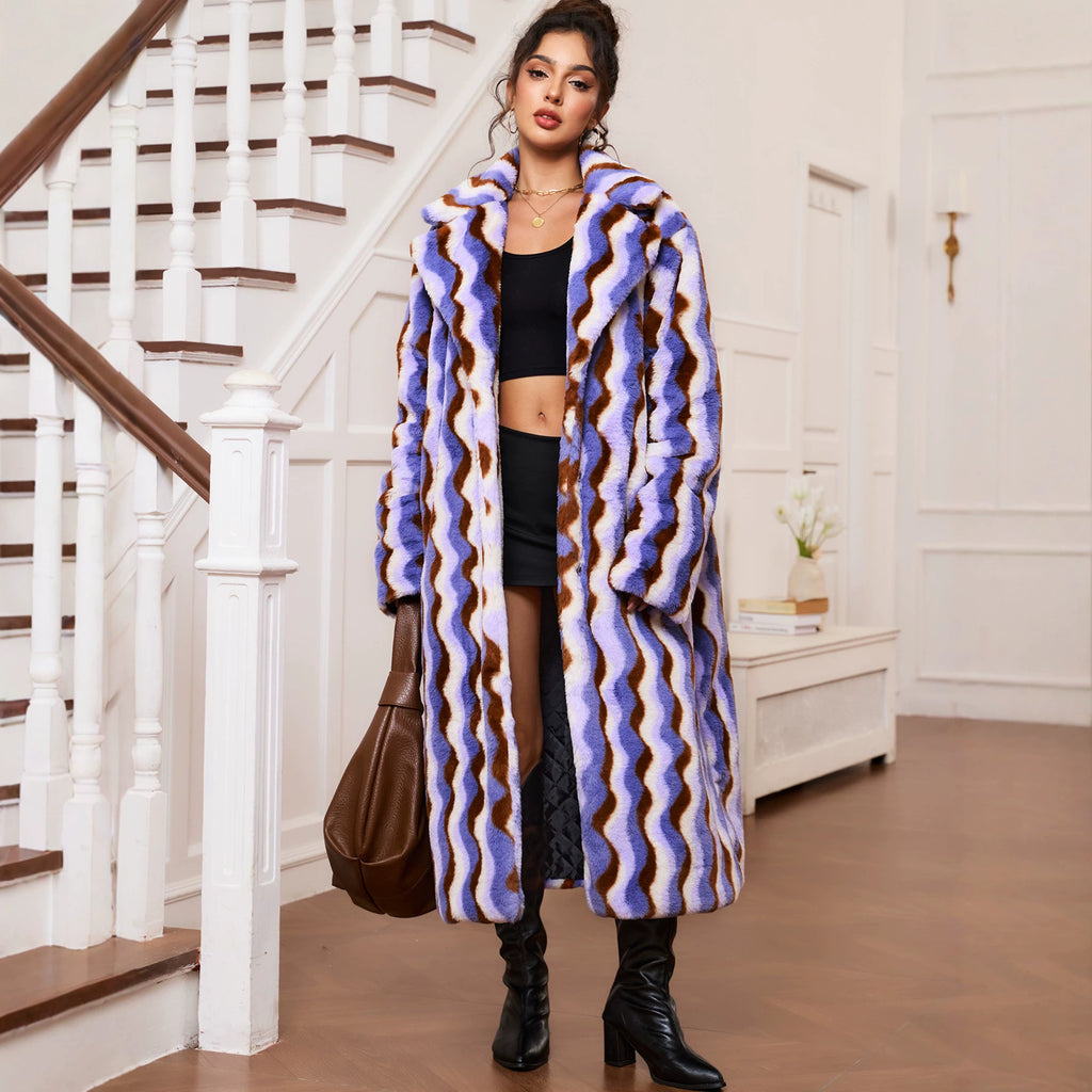 Women's Long Faux Fur Plush Coat