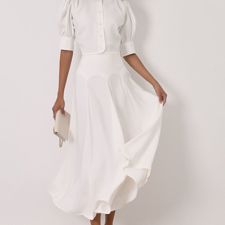 Satin Cardigan Top & Skirt Set
