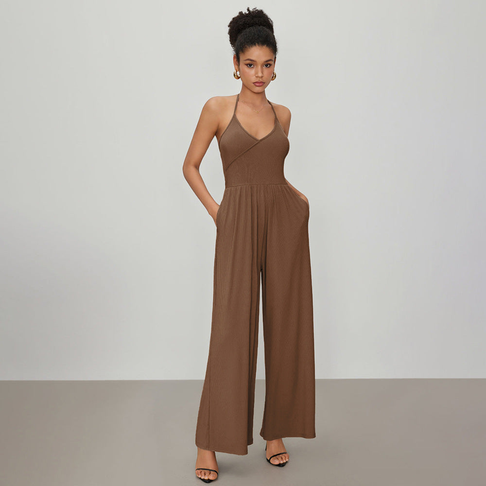 Women’s Lace-Up Halter Jumpsuit