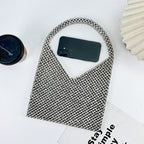 Women's Silver Beaded Shoulder Bag