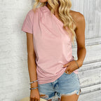 Women's Summer Women Clothing Pink Strapless Shoulder Bag Casual Top