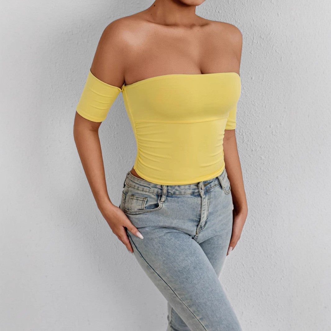 Women's Off-Shoulder Ruched Tube Top