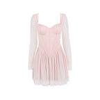 Mesh Long Sleeve Lace Stitching Boning Corset French Dress Barbie