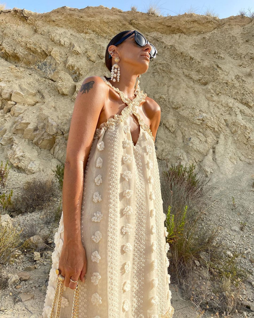 Women's 3D Floral Halter Tiered Dress