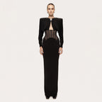 Women's Rhinestone Corset Split Evening Dress