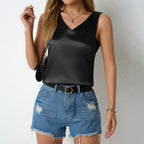 Women's Satin V Neck Vest